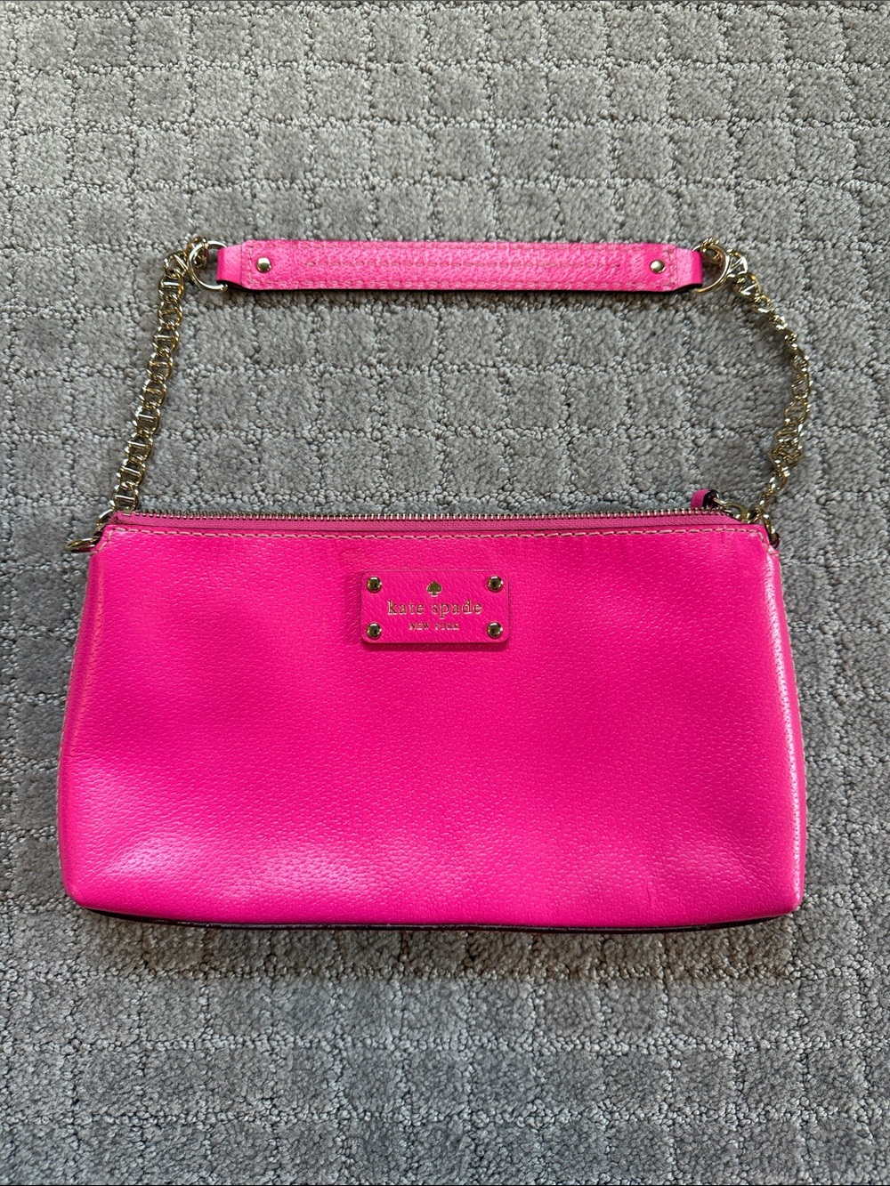 kate spade Hot Pink Leather Chain-Handle Wristlet Bag